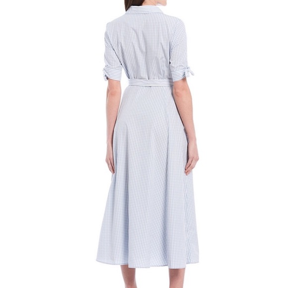 Calvin Klein sz 10 Cotton Gingham Midi Shirt Dress - Picture 2 of 8